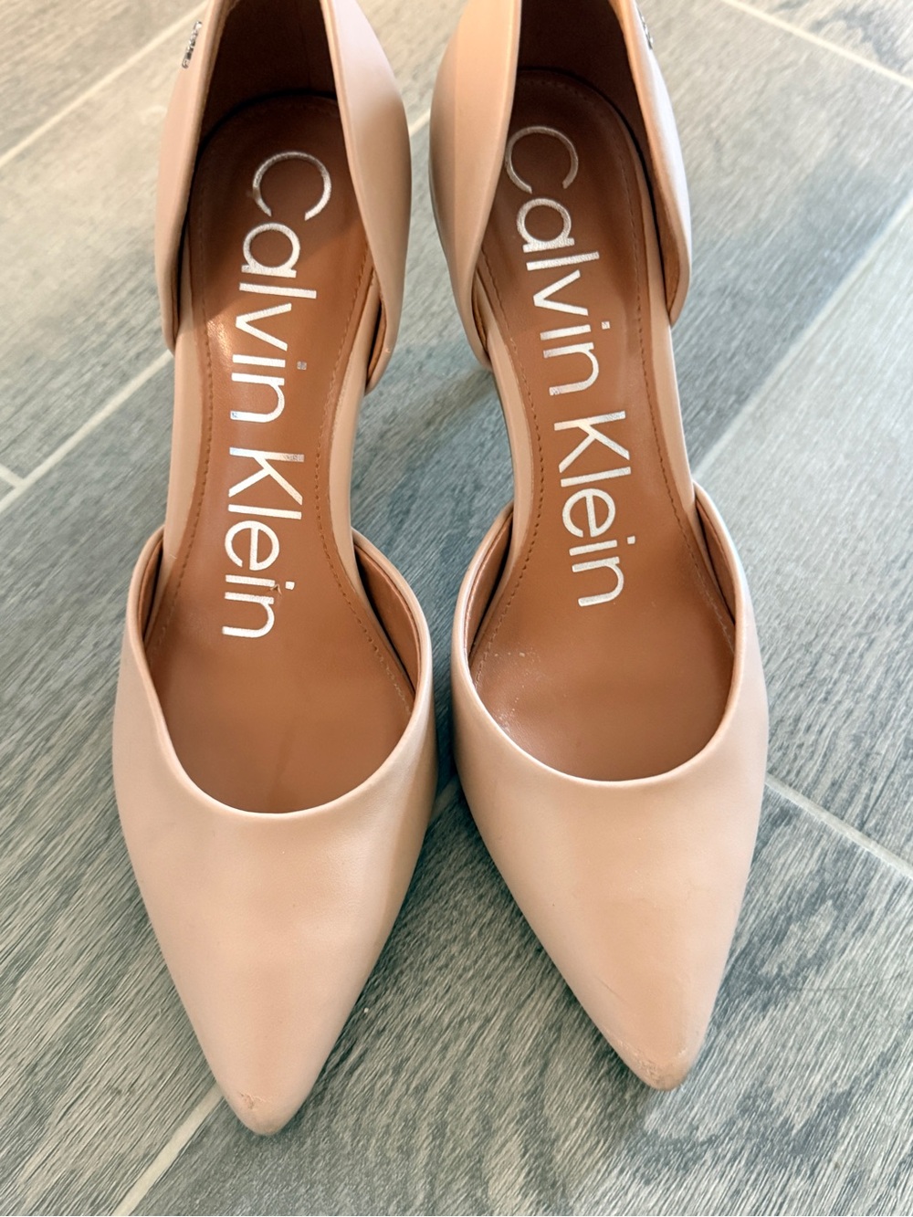 Calvin Klein Nude Pointed Toe D’Orsay Pumps Heels